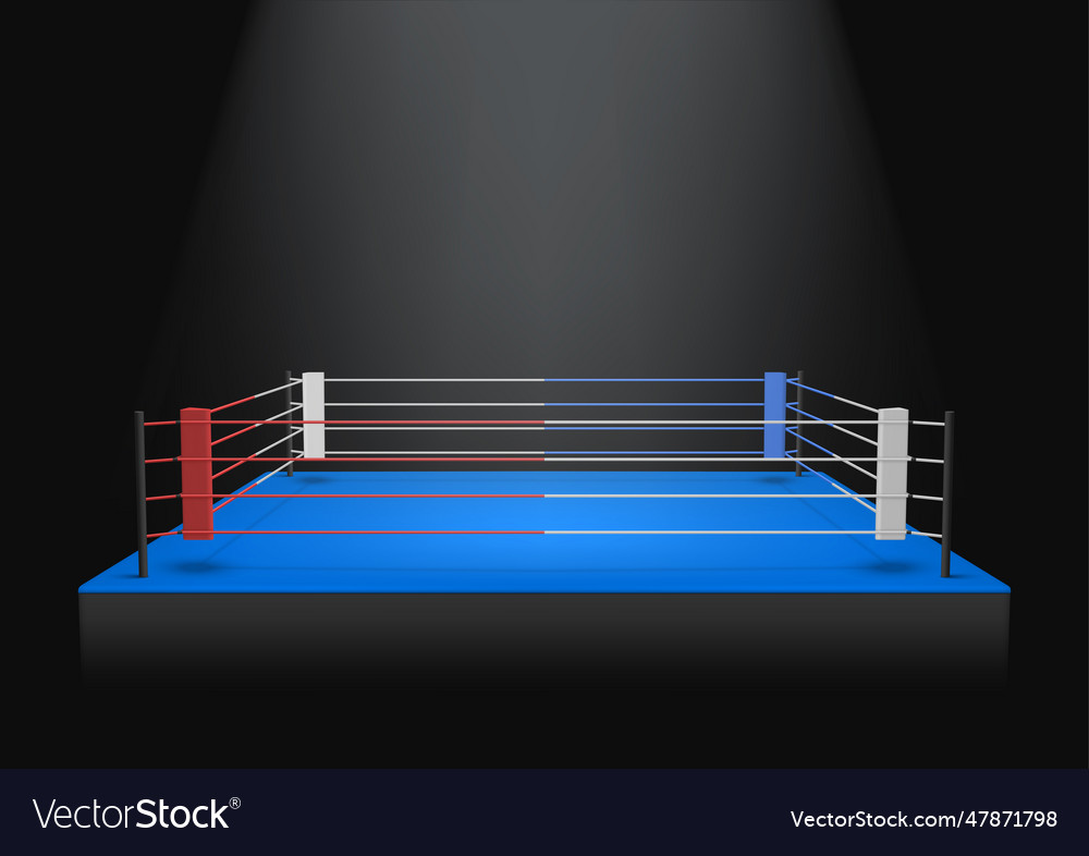 Empty boxing ring fighting red and blue corner Vector Image