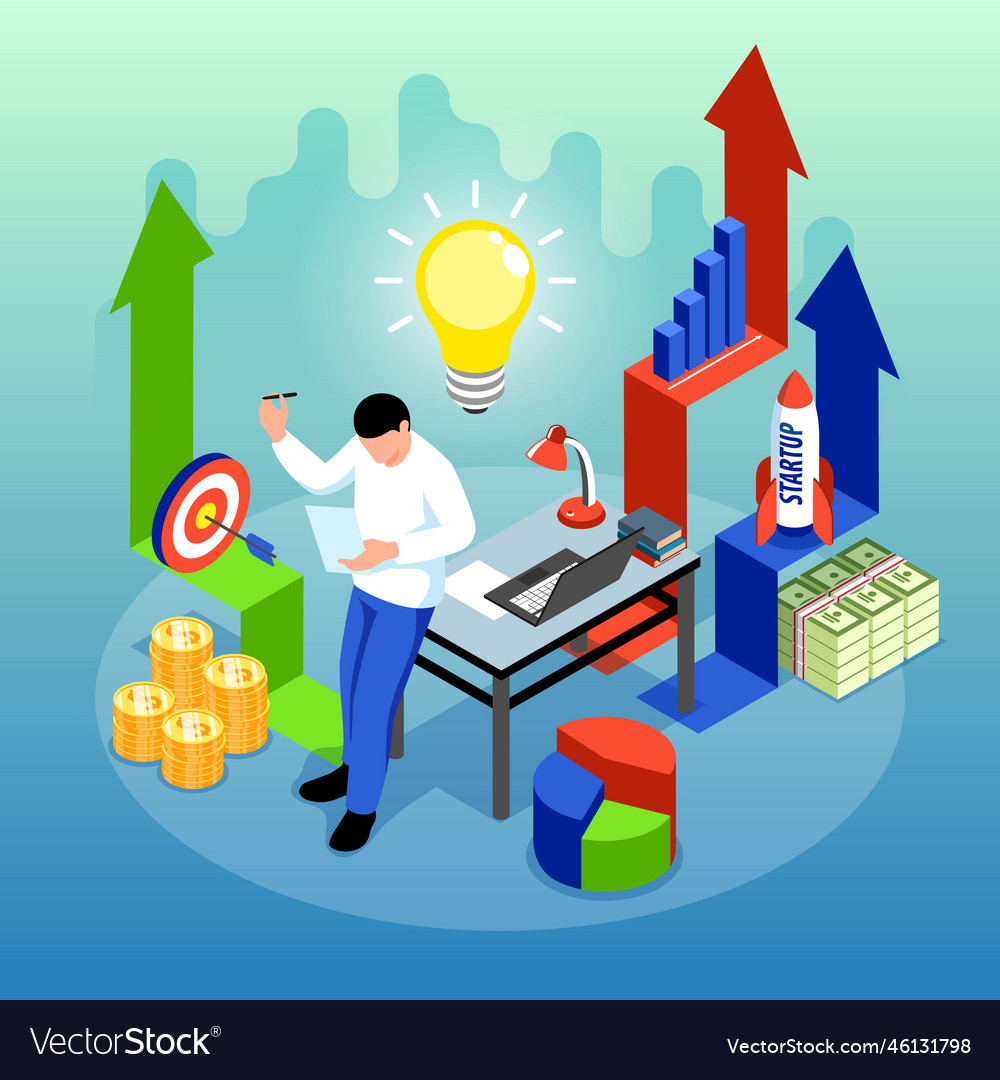 Isometric Business Growth Concept Royalty Free Vector Image