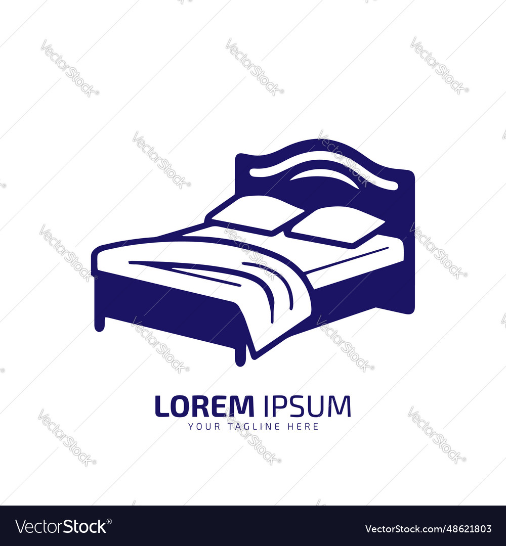 Bed logo template icon silhouette isolated Vector Image