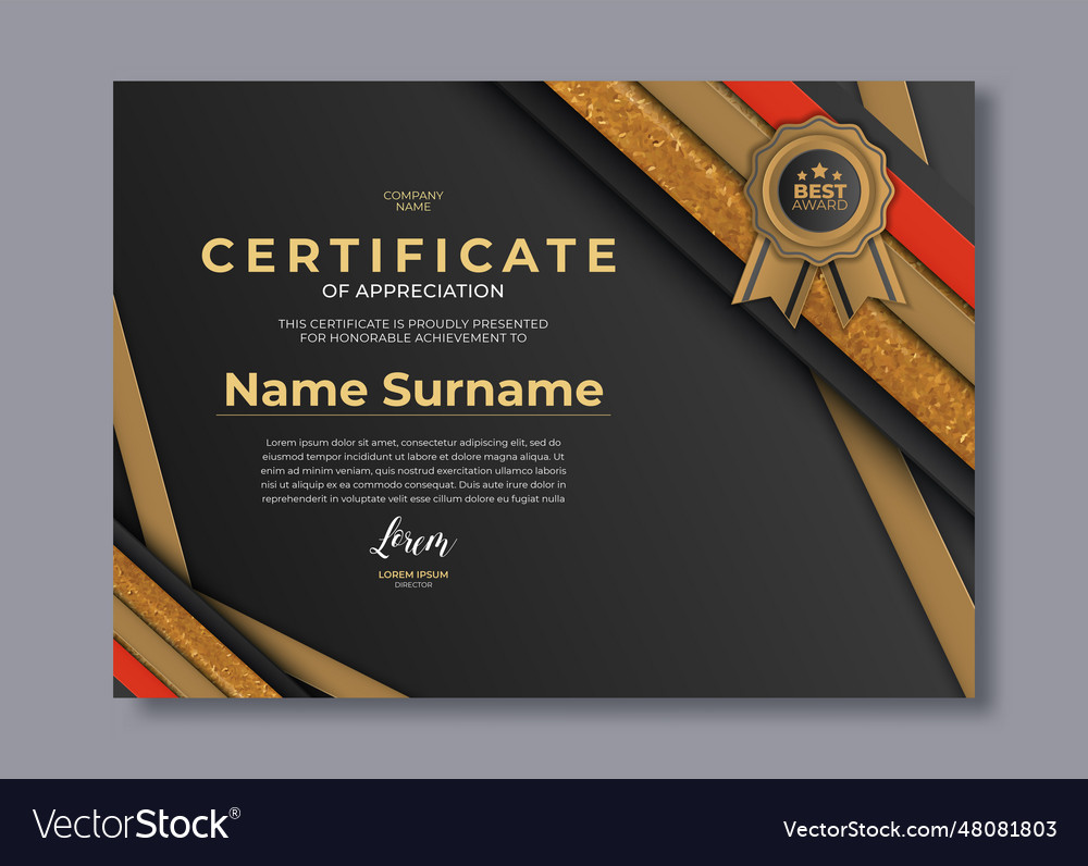 Elegant certificate of achievement template with Vector Image