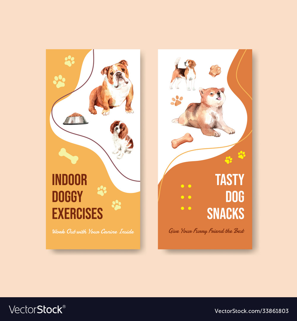 Flyer Template With Dogs Design Royalty Free Vector Image