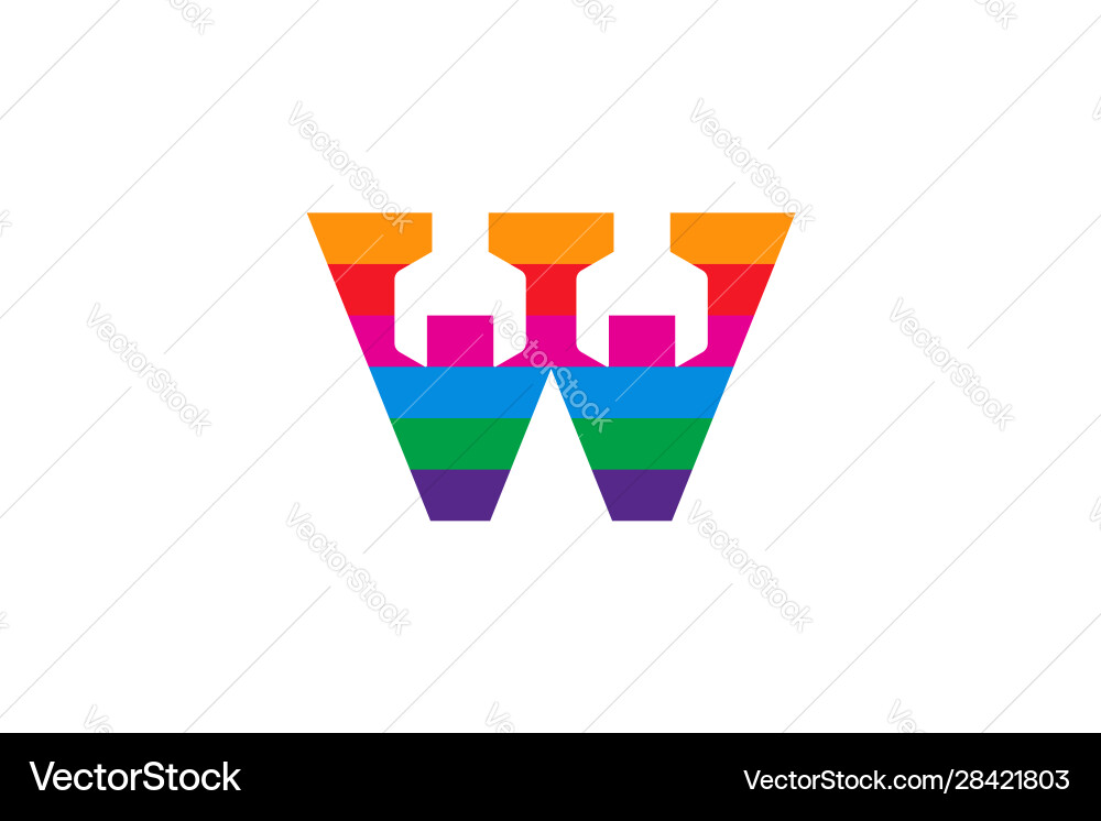 Letter w logo design template colorful shape Vector Image