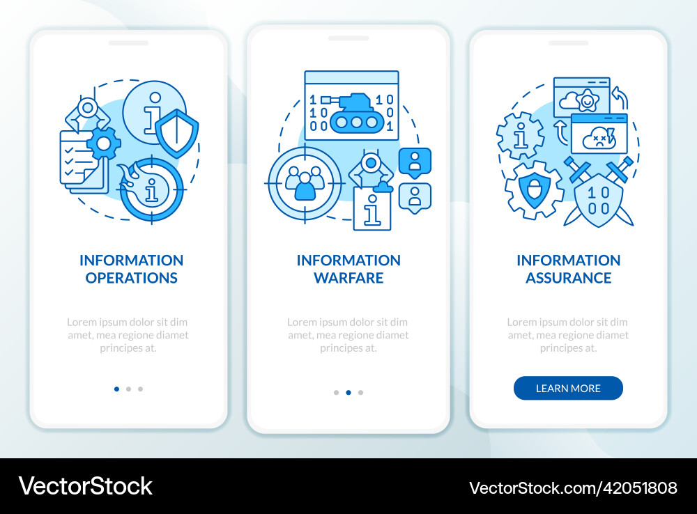 Basic definitions blue onboarding mobile app Vector Image