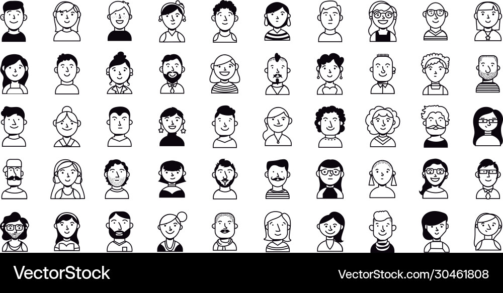 Bundle people group characters Royalty Free Vector Image