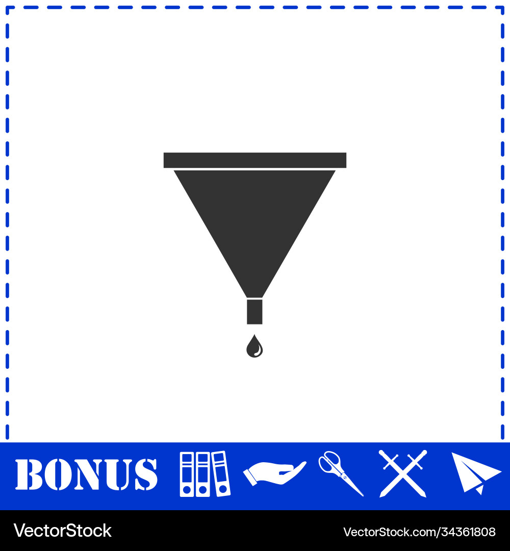 Filter funnel icon flat Royalty Free Vector Image