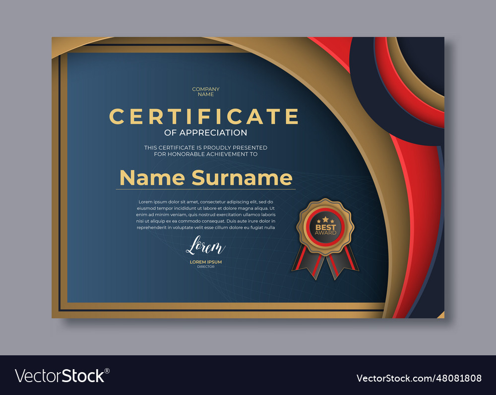 Gradient elegant certificate template Royalty Free Vector