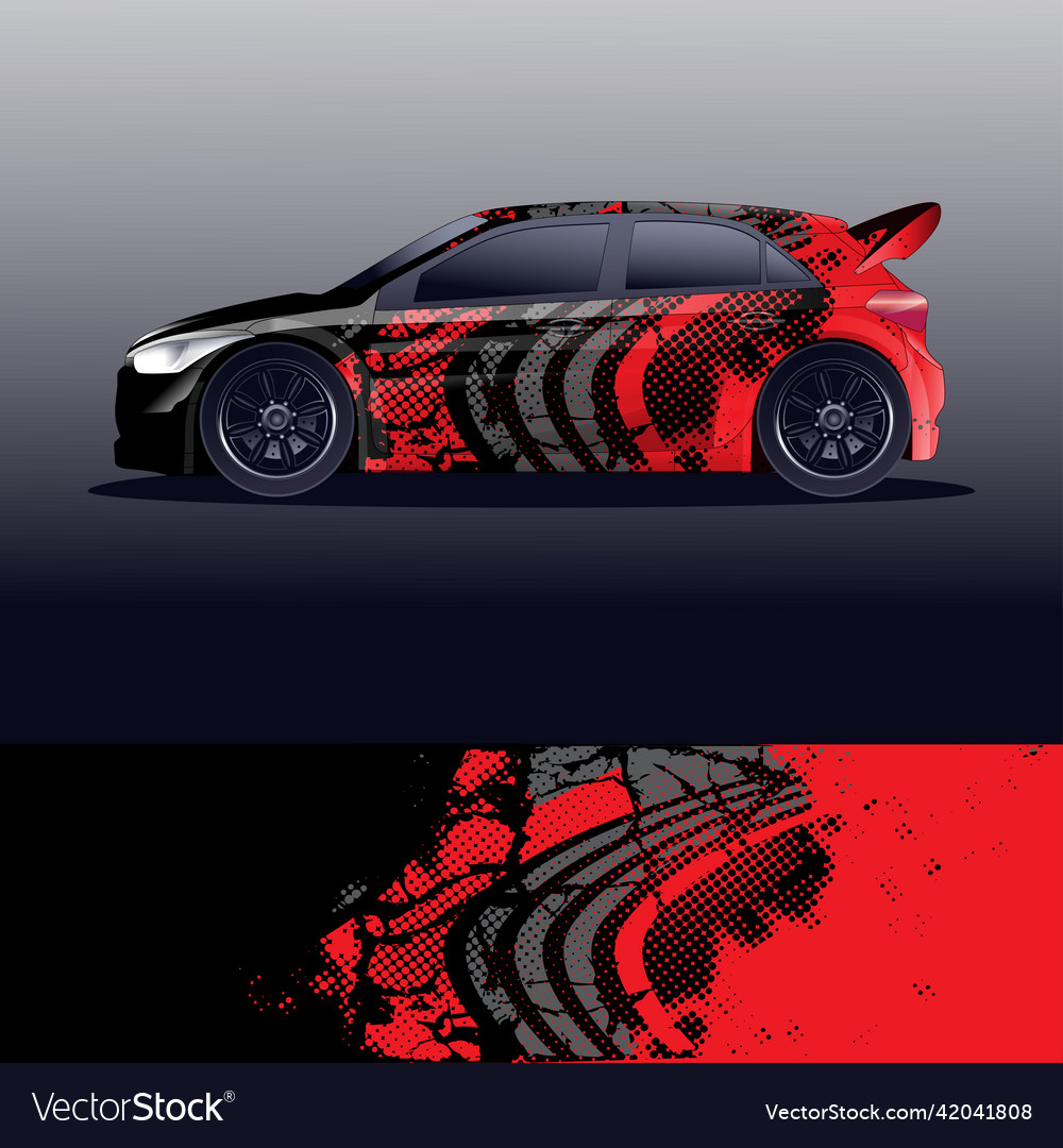 Rally car decal graphic wrap Royalty Free Vector Image