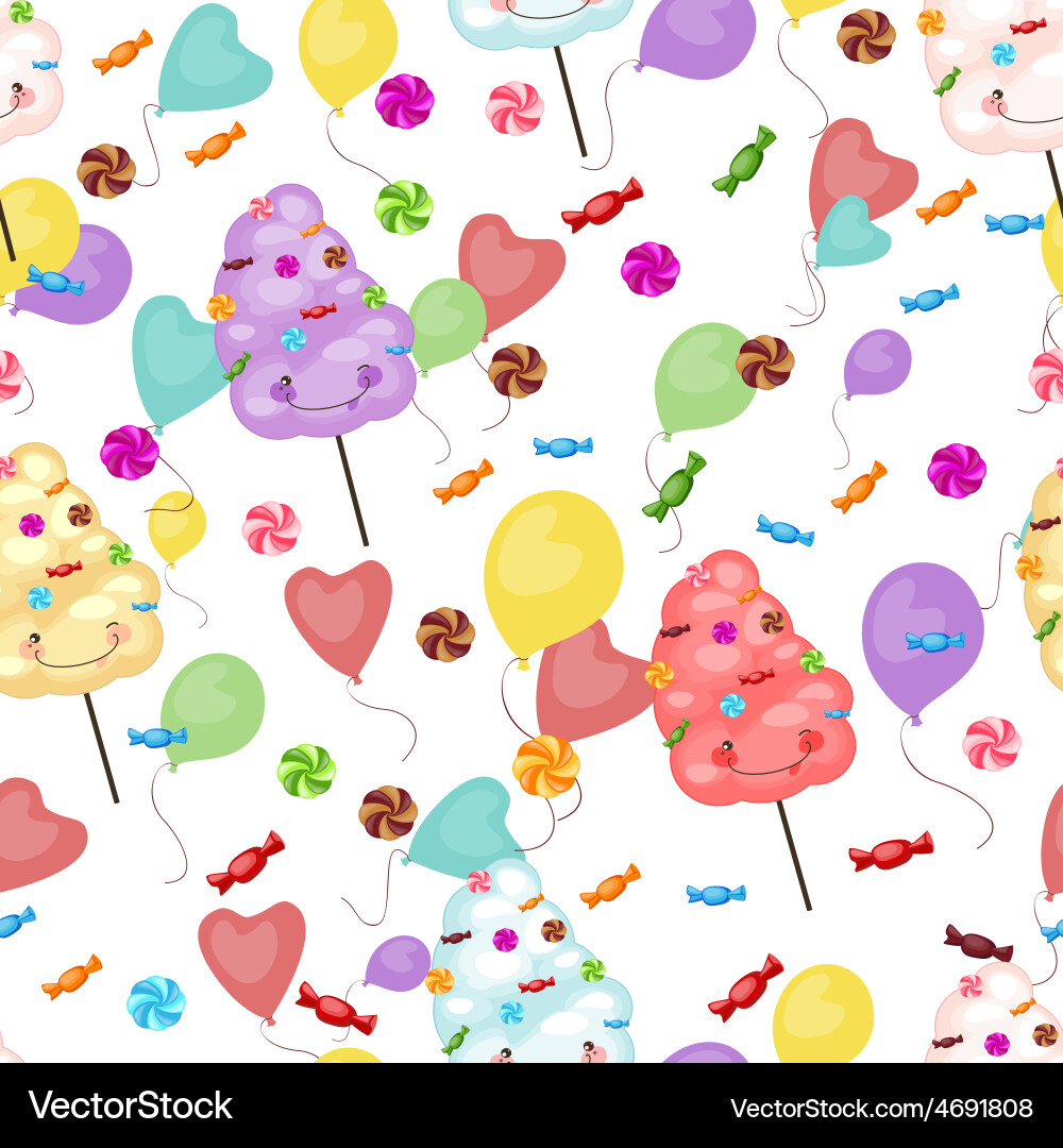 Seamless pattern sweets cotton candy Royalty Free Vector