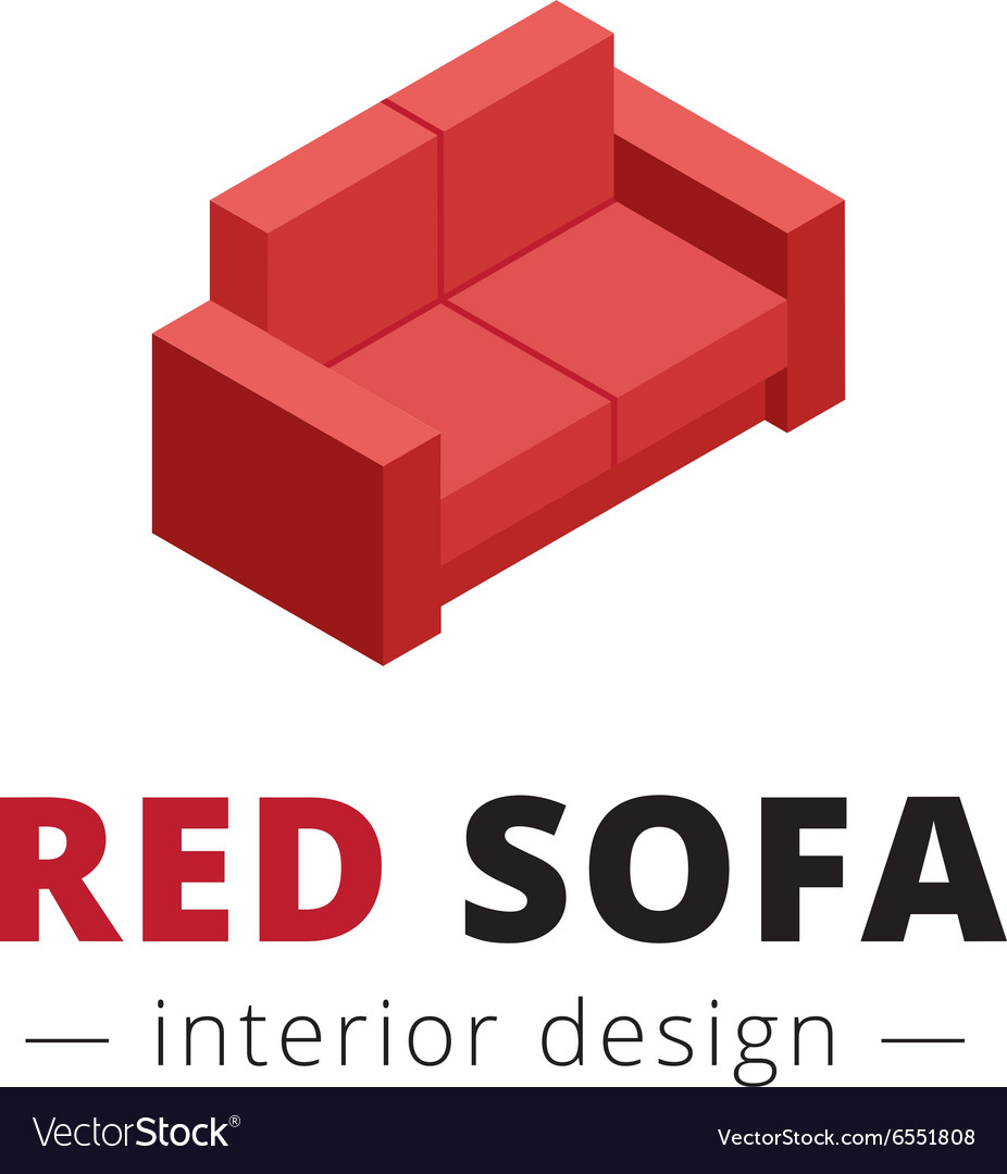 Trendy isometric red sofa logo Royalty Free Vector Image