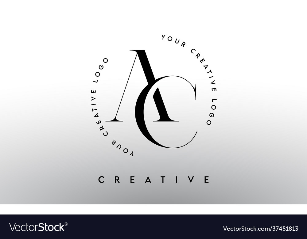 Ac letter logo design with serif typography font Vector Image