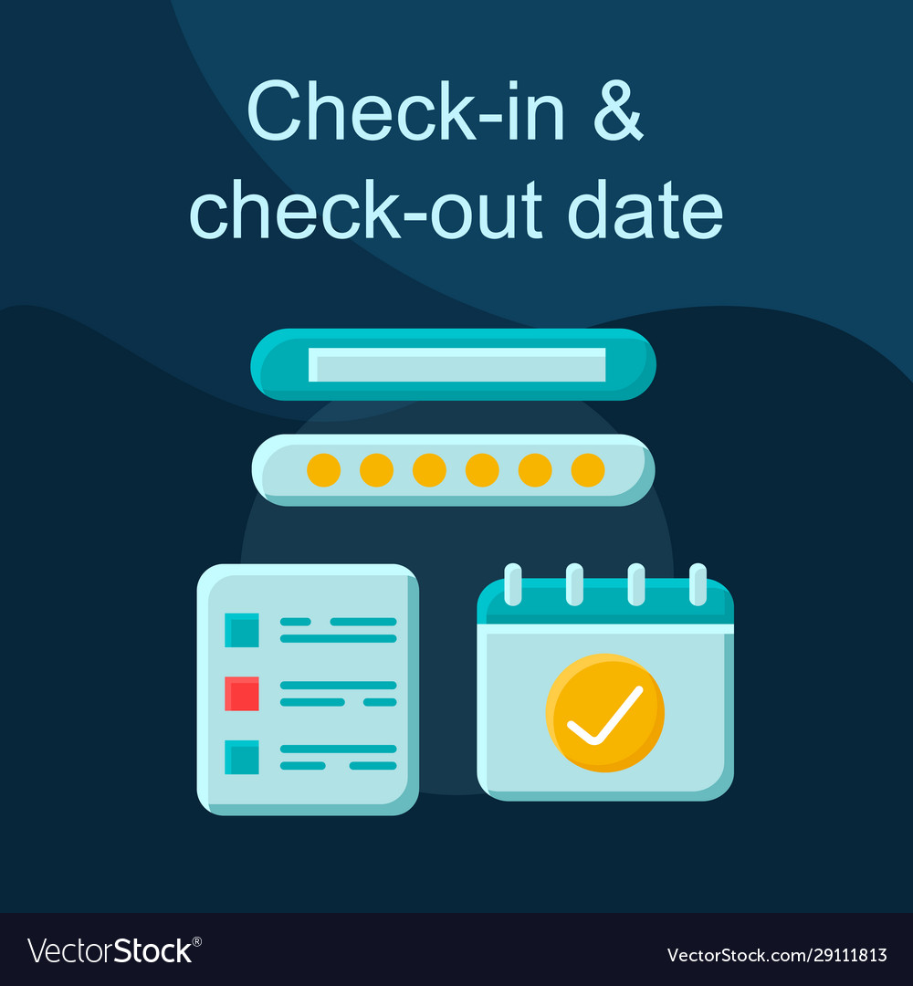 check-in-and-check-out-term-flat-concept-icon-vector-image