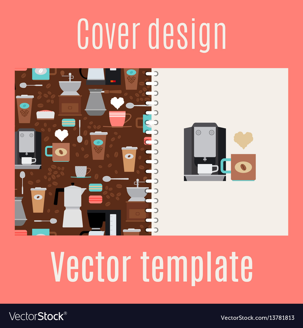 Cover design with coffee maker pattern Royalty Free Vector