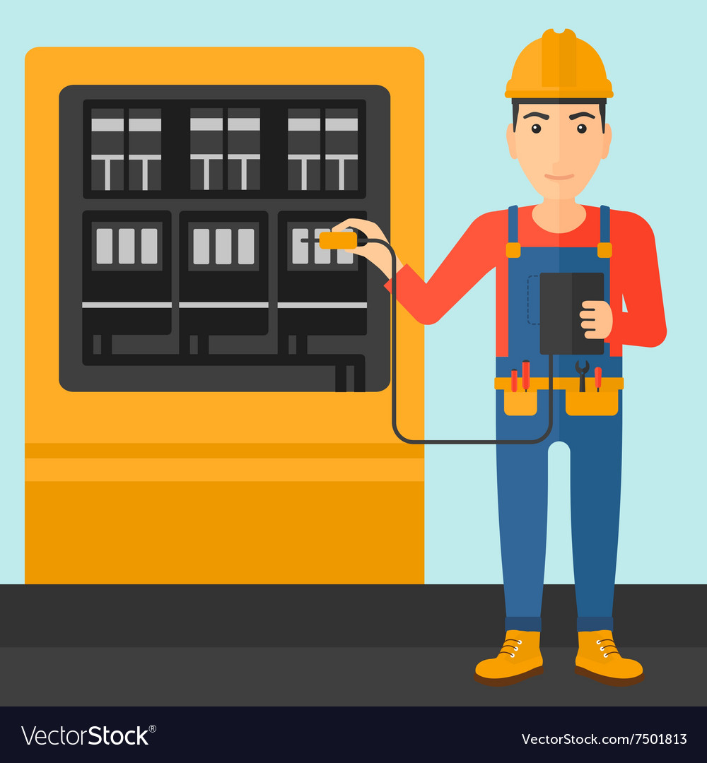 Electrician with electrical equipment Royalty Free Vector