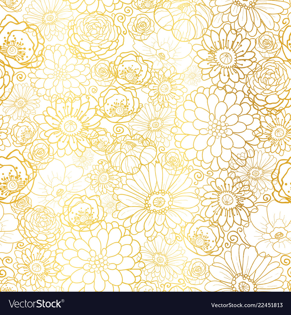 Golden flowers texture pattern Royalty Free Vector Image