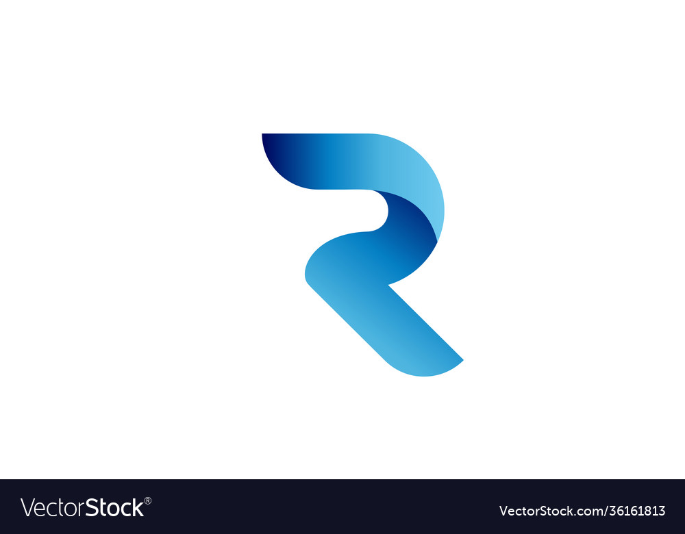 R creative blue gradient alphabet letter logo