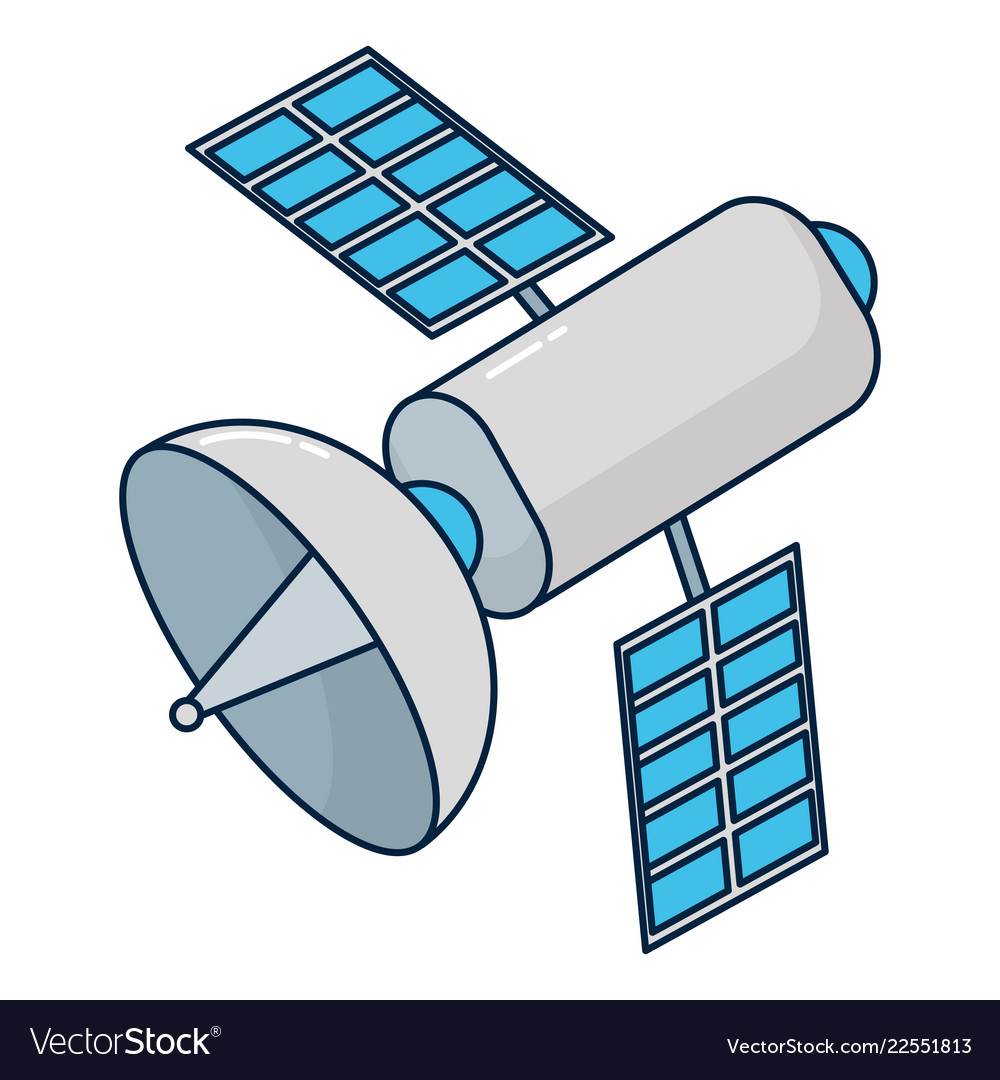 Satellite technology cartoon Royalty Free Vector Image