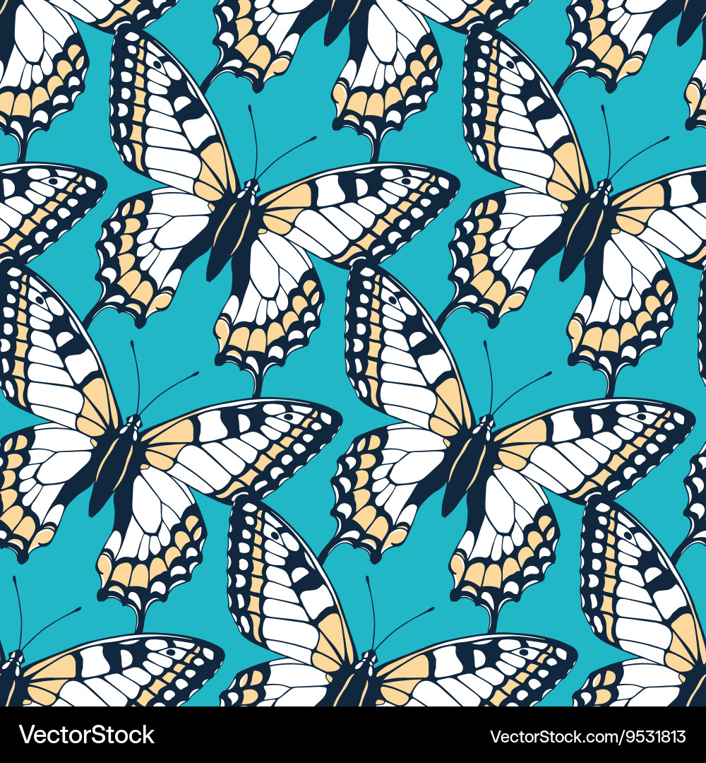 Seamless pattern with butterflies Royalty Free Vector Image