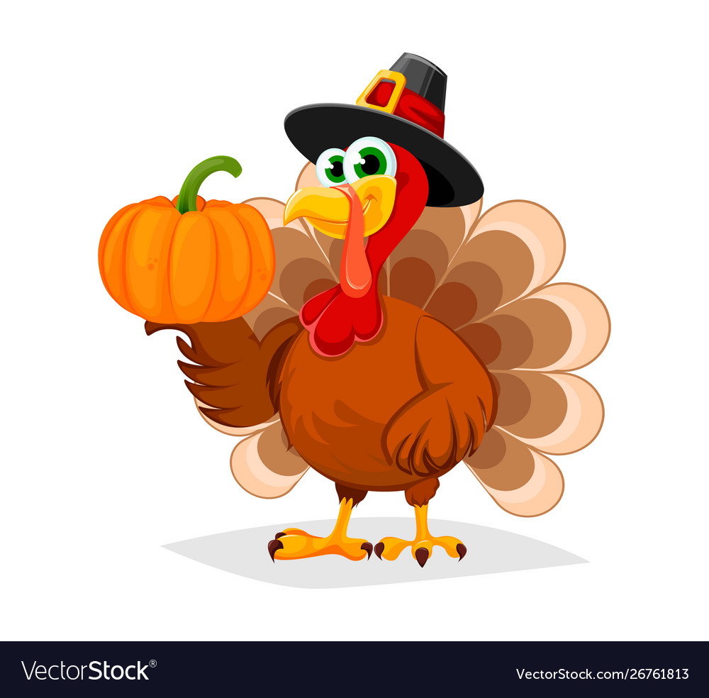 Thanksgiving day funny cartoon character turkey