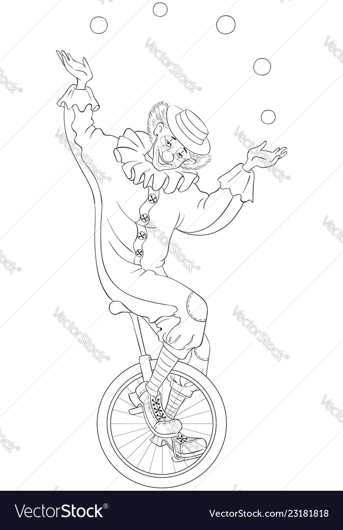 Circus Clown Juggling Balls Unicycle Coloring Page