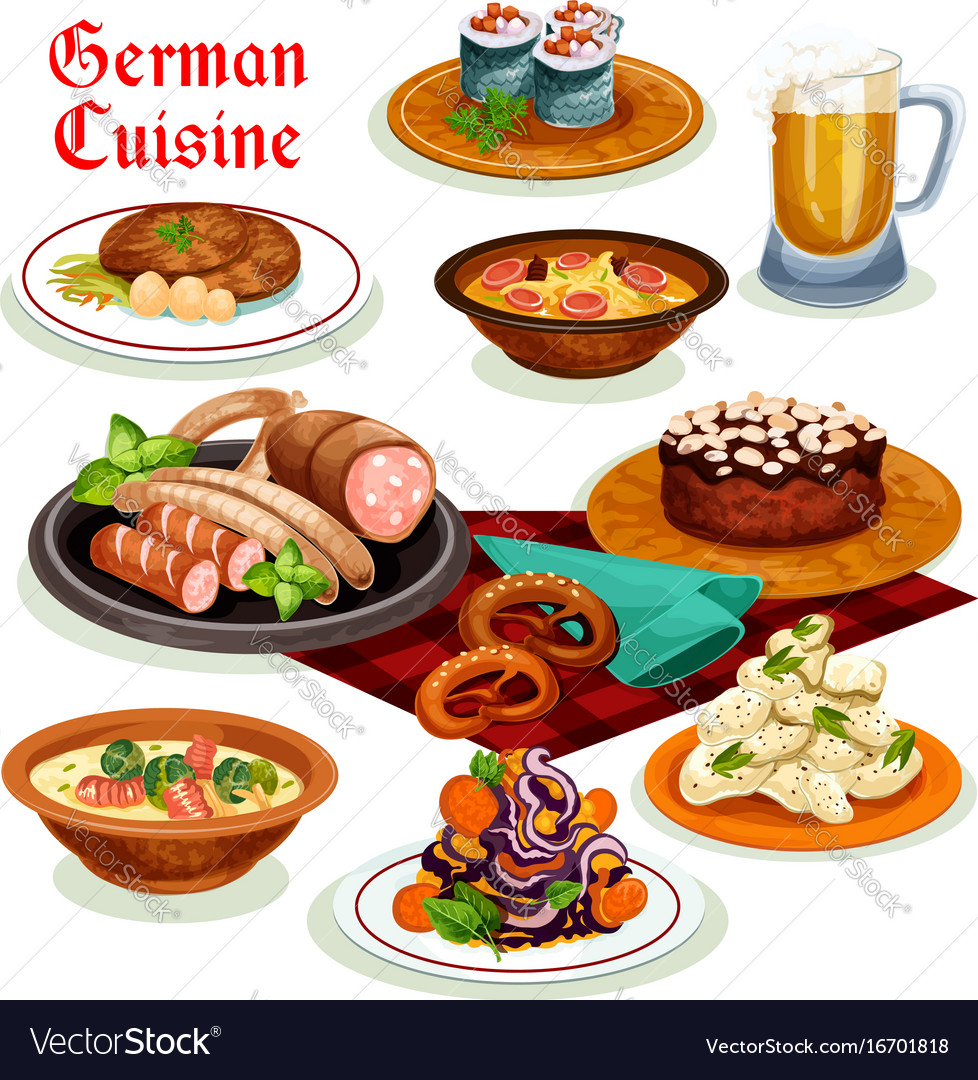 German cuisine dinner with beer and sausage icon