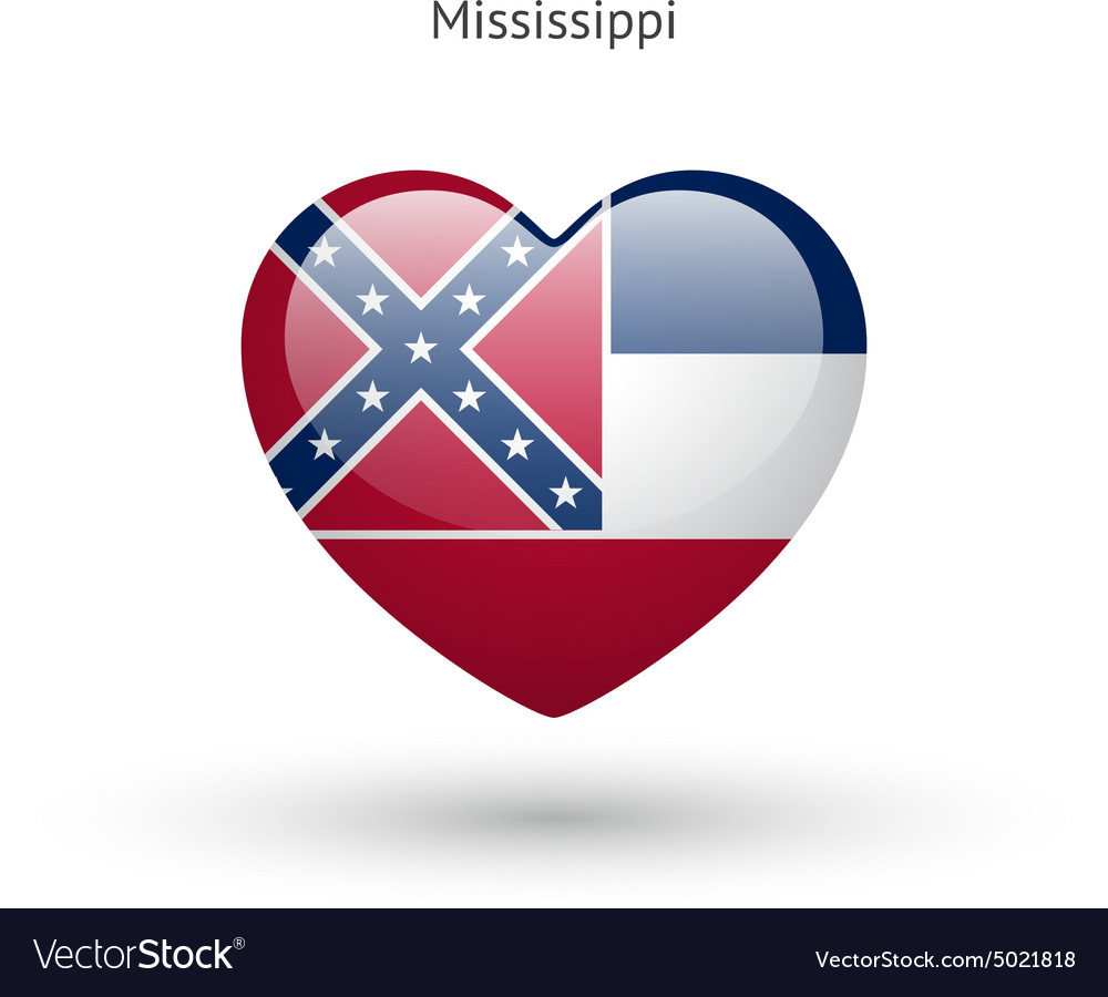 Love Mississippi State Symbol Heart Flag Icon Vector Image