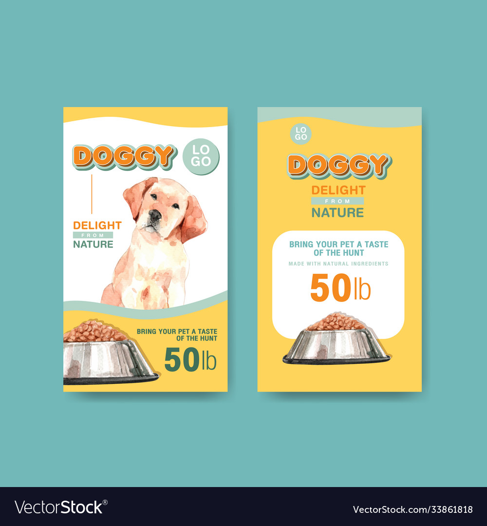 Packaging Template With Dogs And Food Design For Vector Image