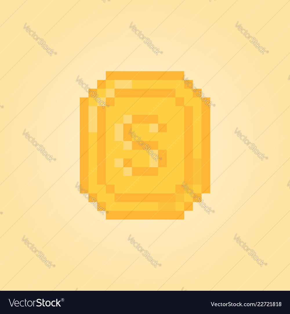Pixel Art Money For 8 Bit Video Game Royalty Free Vector