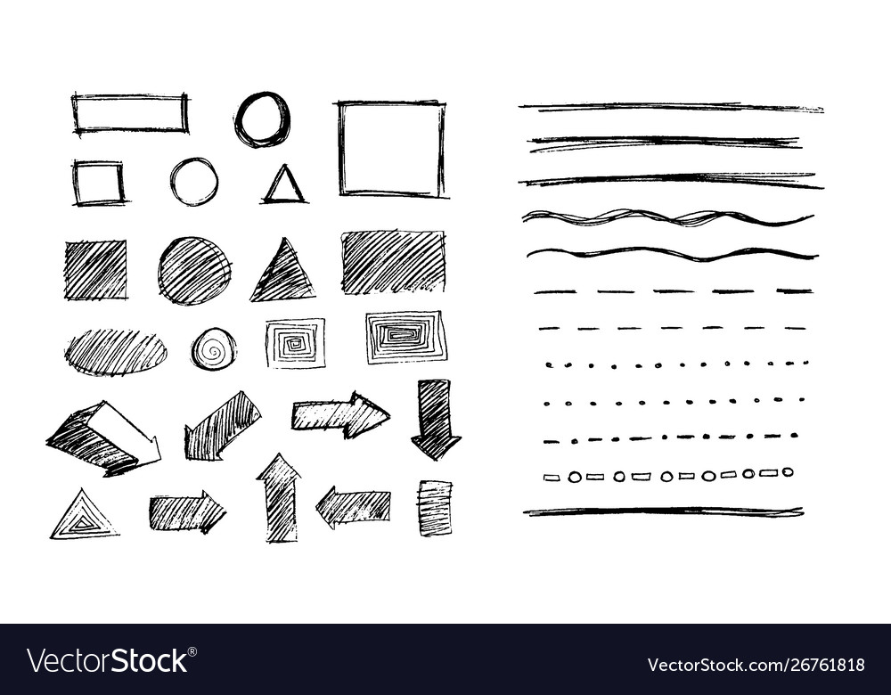 Set Grungy Graphite Pencil Art Brushes Royalty Free Vector