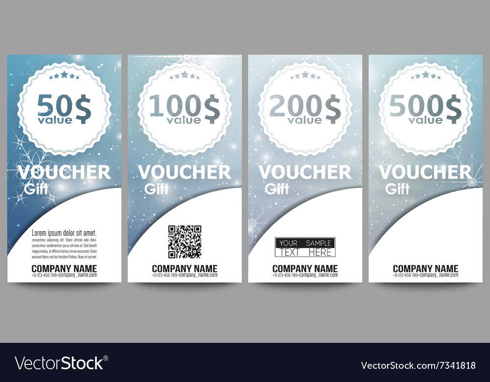 Set Of Modern Gift Voucher Templates Blue Vector Image