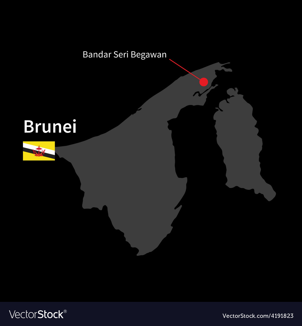 Detailed map brunei and capital city bandar Vector Image