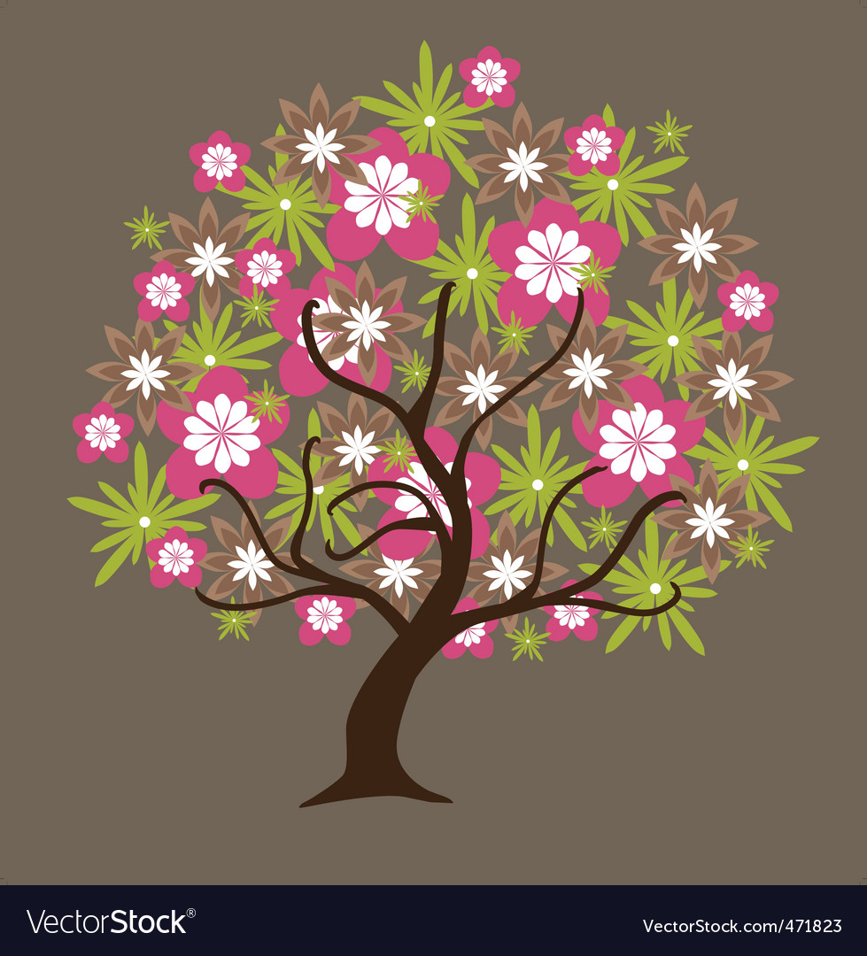 Floral tree Royalty Free Vector Image VectorStock