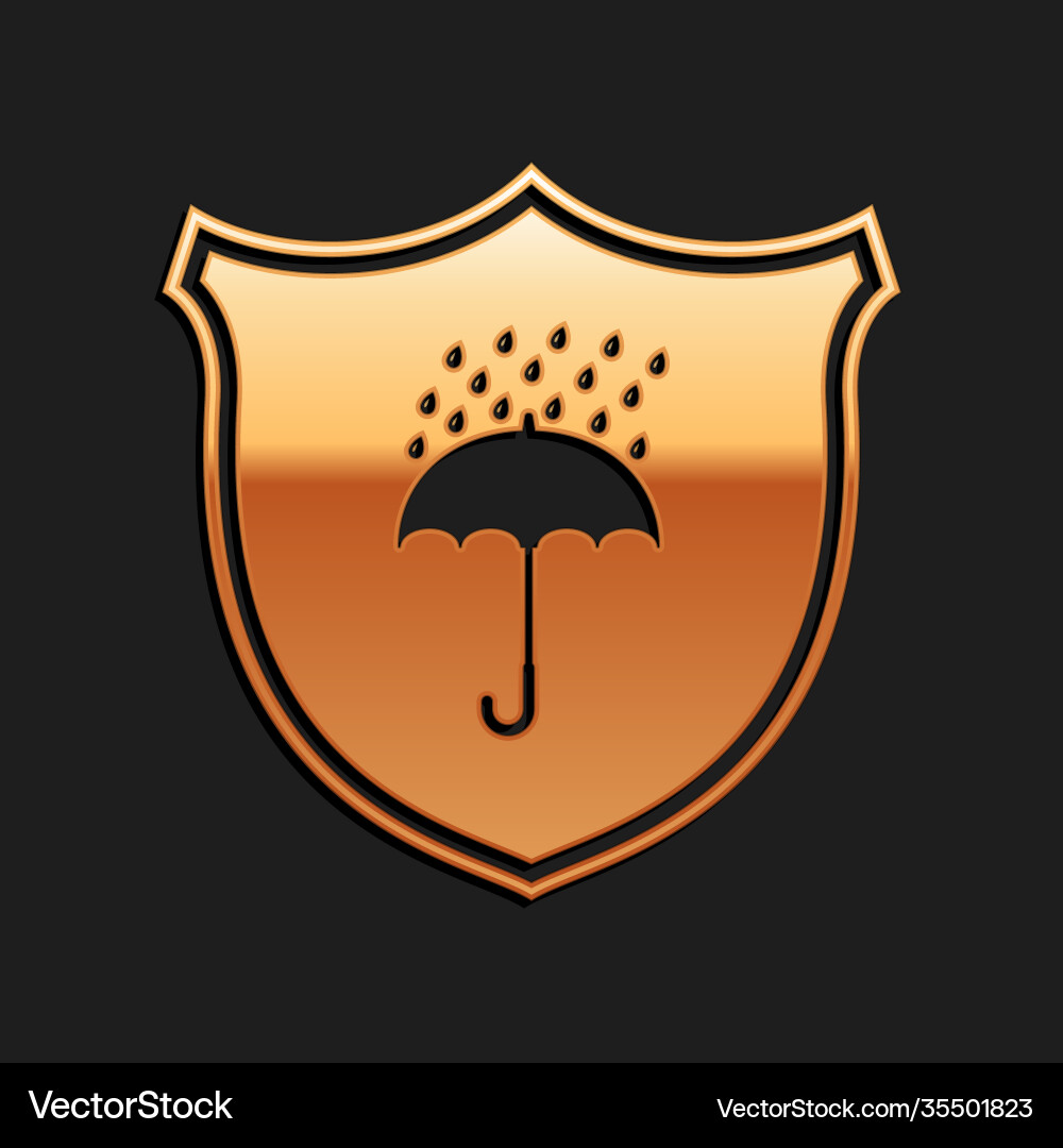 Gold waterproof icon isolated on black background Vector Image