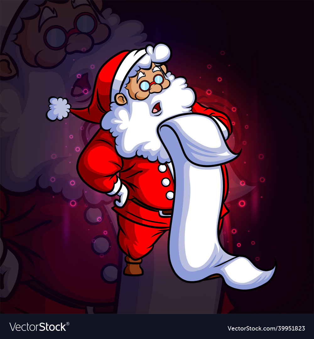 Santa reads the wishes paper esport logo design Vector Image