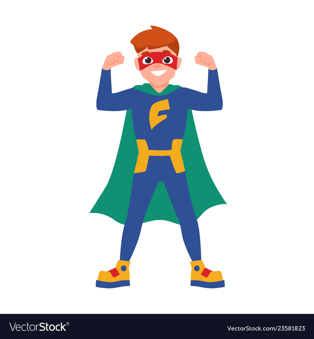 Superboy or superchild cute boy wearing mask Vector Image