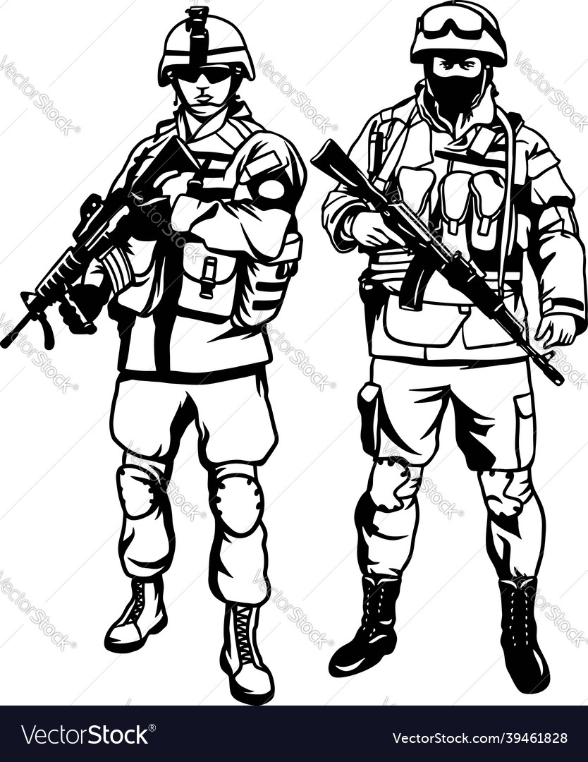 Army soldiers with rifle - stock collection