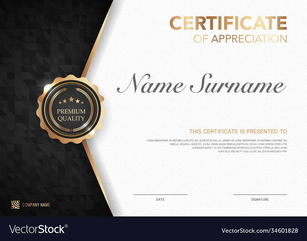 Certificate template black and gold luxury style Vector Image