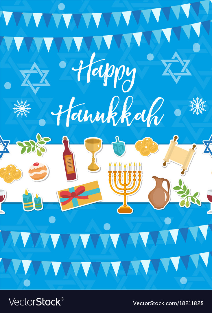 Happy hanukkah greeting card flyer poster Vector Image