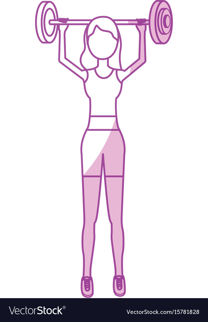 Silhouette woman with dumbbell to do exercise Vector Image