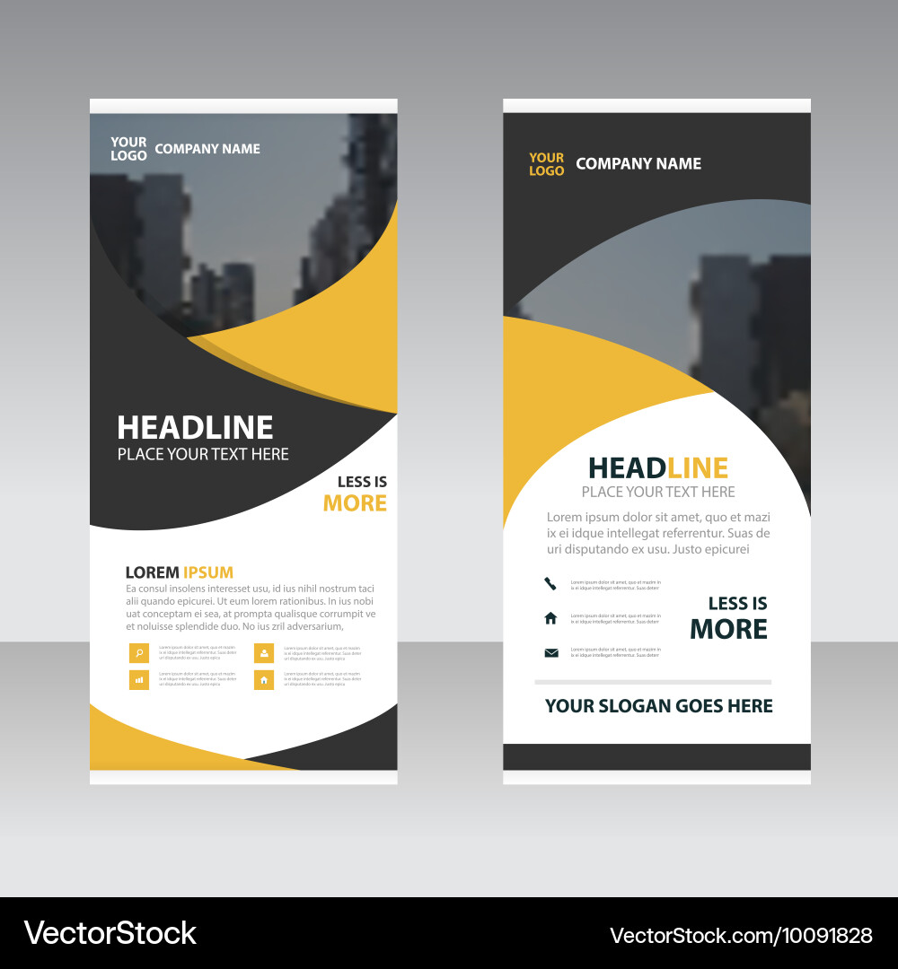 Yellow Black Business Roll Up Banner Flat Design Vector Image