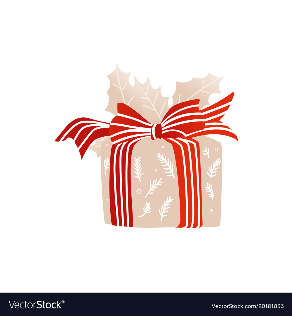 Cartoon present gift box ribbon bow Royalty Free Vector