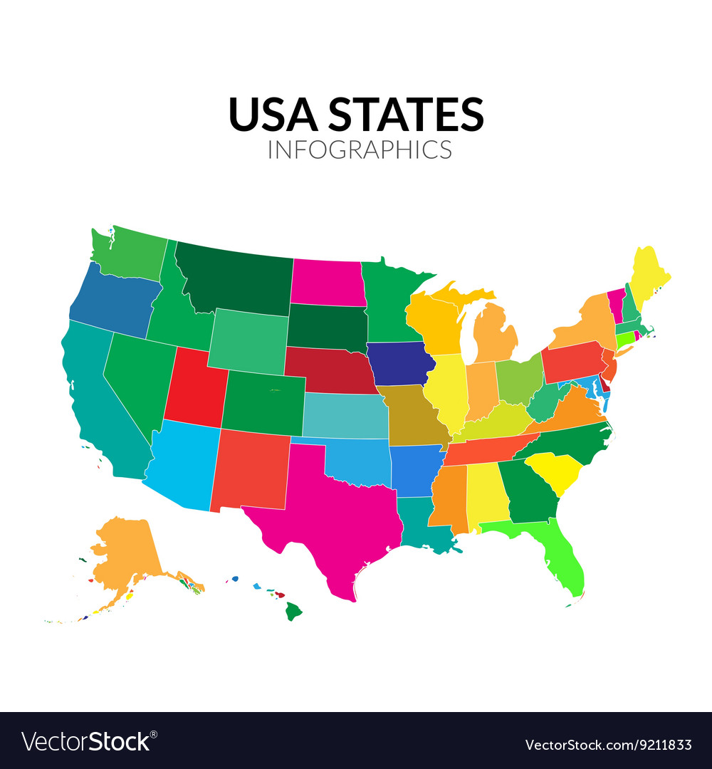 Colorful america usa map with states Royalty Free Vector