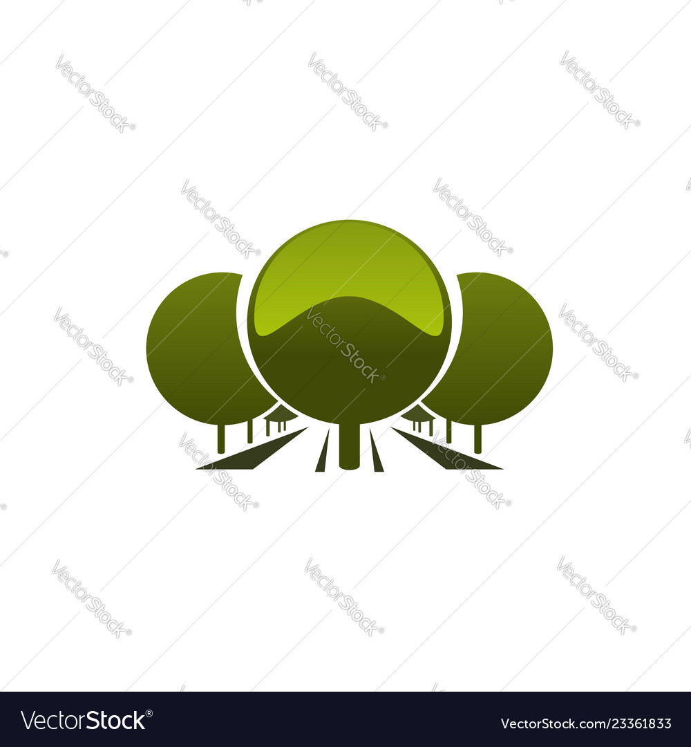 Emblem with green trees vector image Emblem with green trees