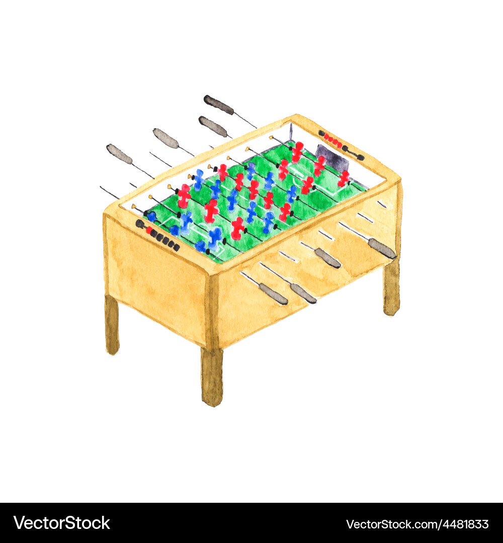 Old fashioned foosball or kicker table Watercolor Vector Image