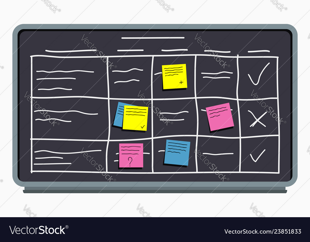 Planning board with sticky notes task board Vector Image