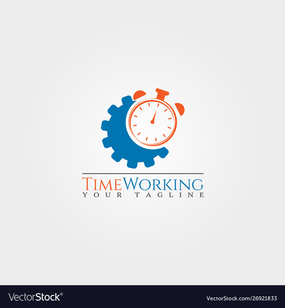 Time working logo template gear clock Royalty Free Vector