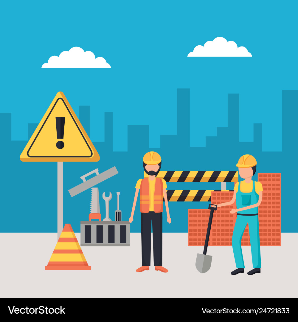 Worker construction equipment Royalty Free Vector Image
