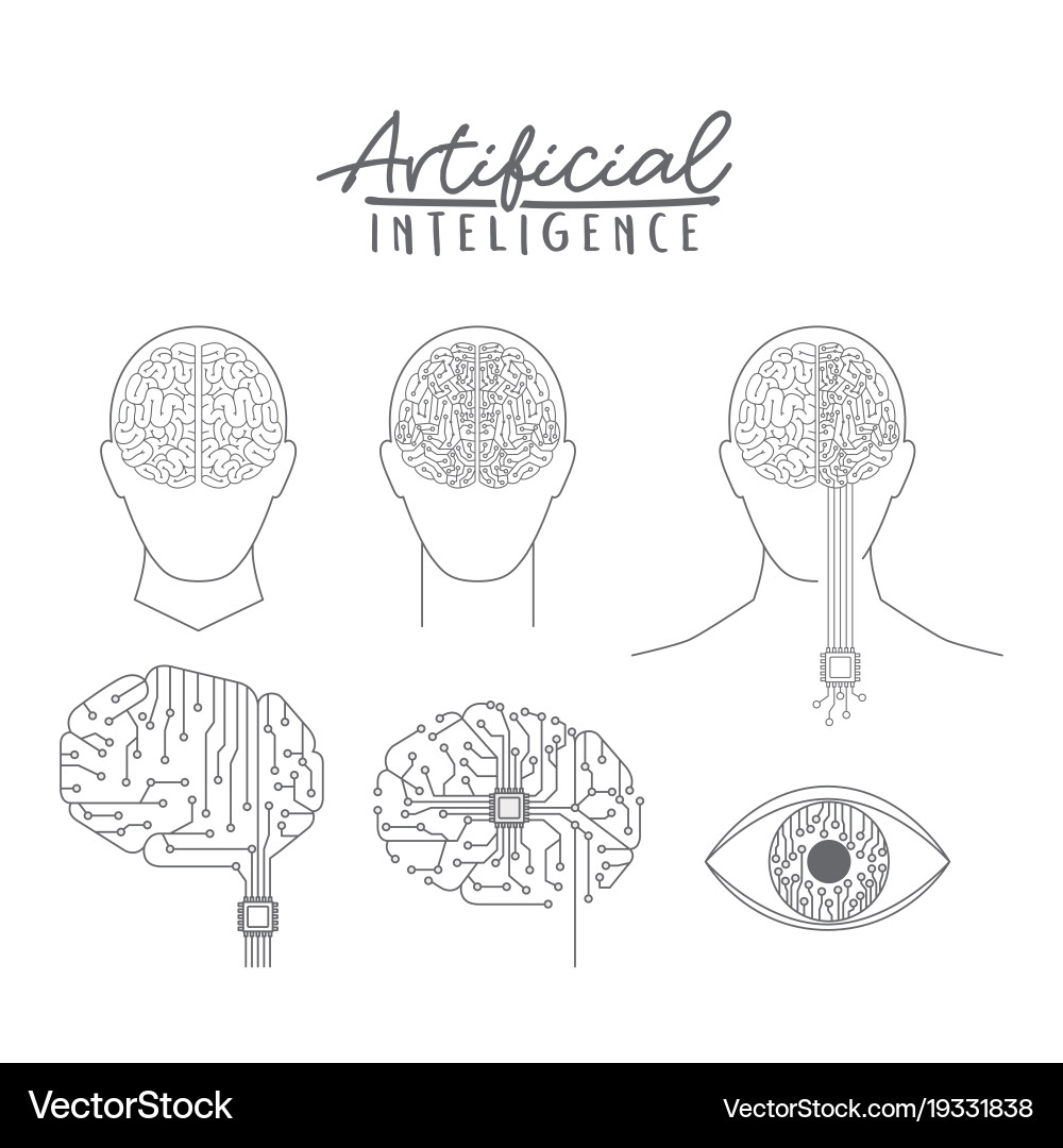 Artificial intelligence poster with human Vector Image