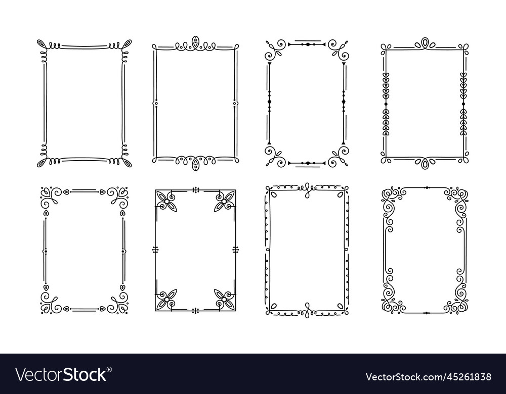 Line decorative frames for photo and picture Vector Image