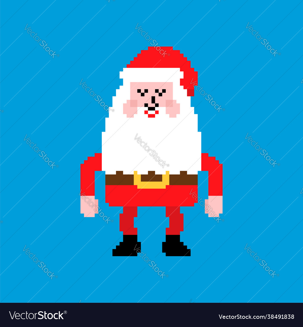 Santa pixel art 8 bit christmas and new year Vector Image