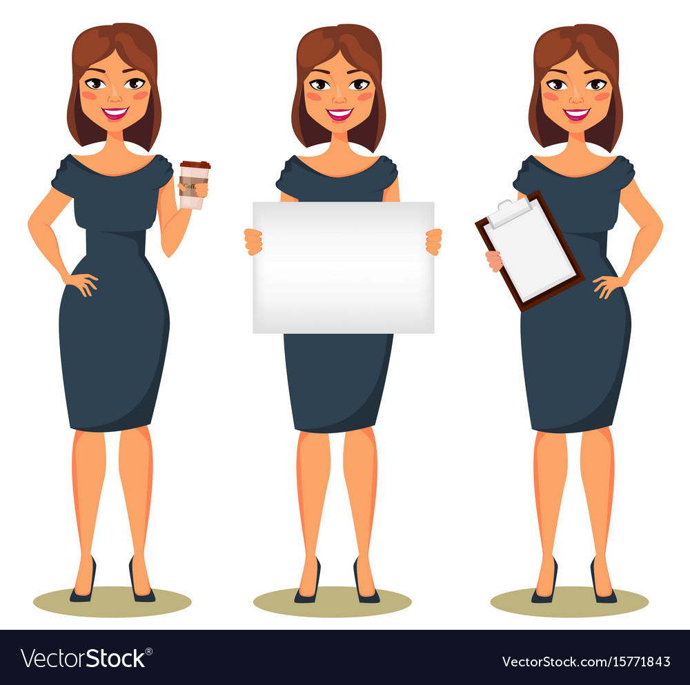 Business Woman Cartoon Character Lady Standing Vector Image